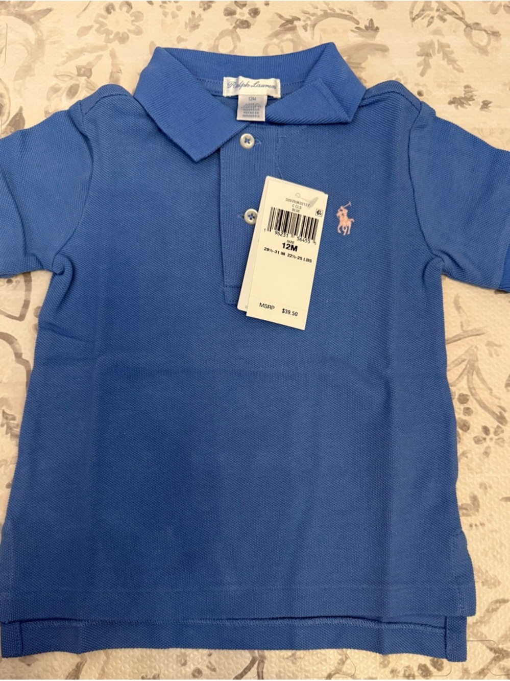 Ralph Lauren Blue Polo Shirt with Pink Pony